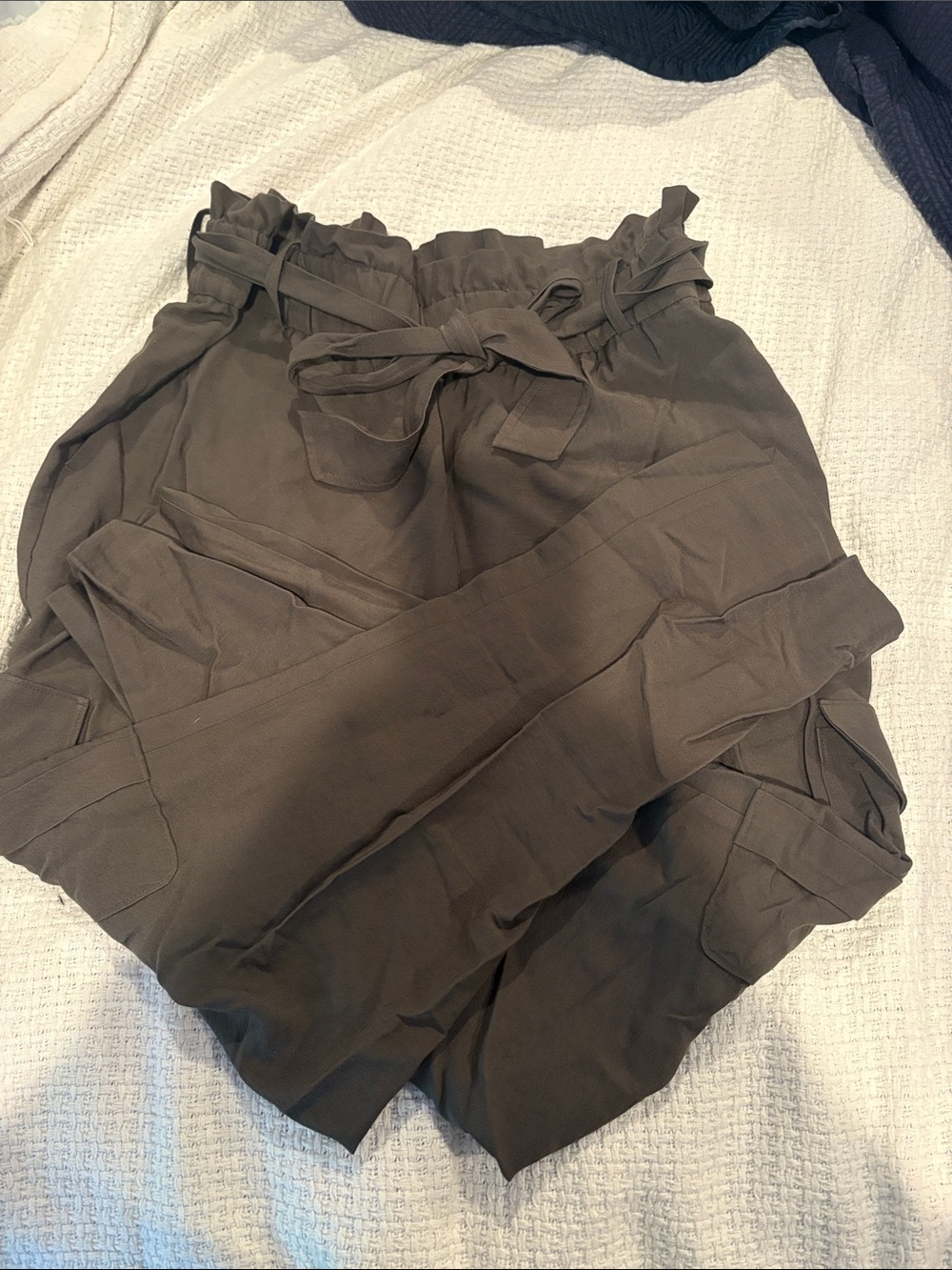 LOFT Olive Green Paperbag Waist Cargo Trousers